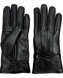 Ladies Lined Black Sheepskin Leather Gloves